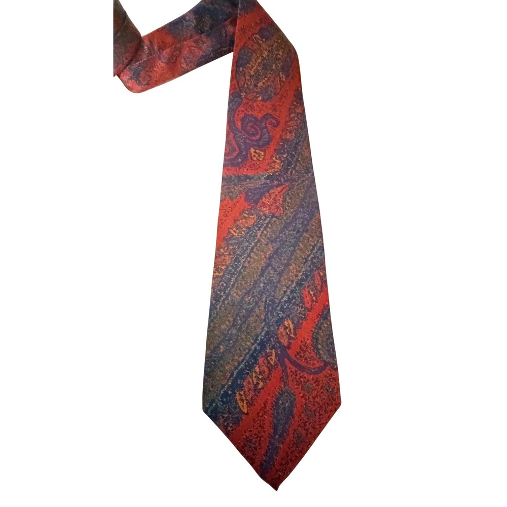 Burberrys of London Tie Red Purple Wool Silk Paisley Vintage Necktie